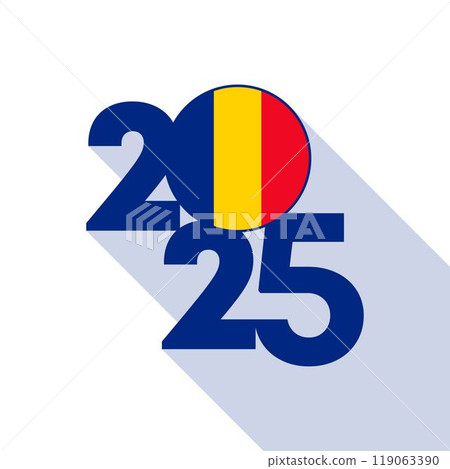 2025 banner with Romania flag inside. Vector illustration. 119063390