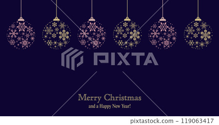 聖誕賀卡與雪花聖誕球 119063417