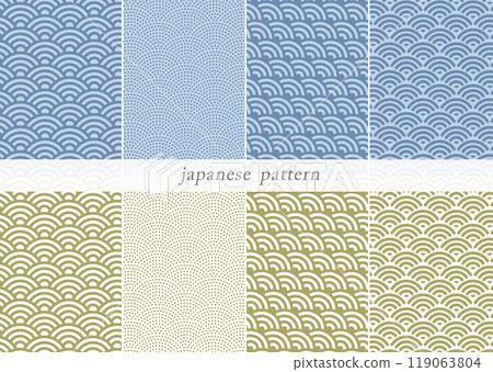 Simple Japanese pattern set_Wave Simple Japanese pattern set_Wave 119063804