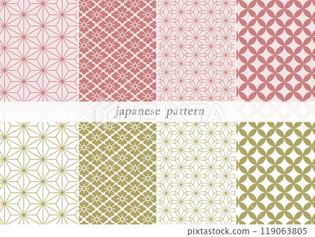 Simple Japanese pattern set_Hemp leaf Simple Japanese pattern set_Hemp leaf 119063805