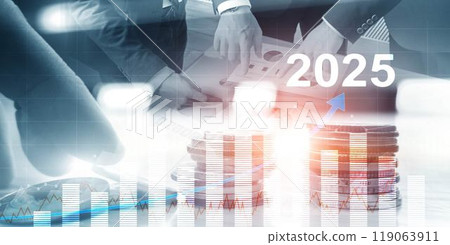 Financial background, economic growth 2025. Abstract background. Mixed Media 119063911