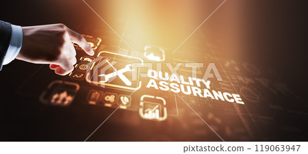 Quality Assurance ISO DIN Service Guarantee Standard Retail Concept 119063947