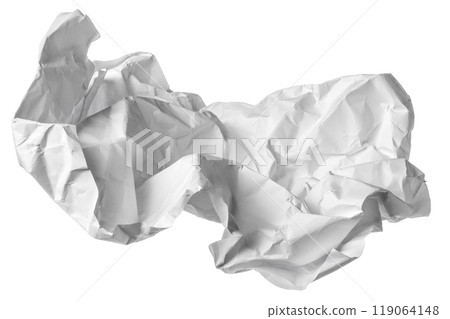 White crumpled paper ball isolated on white background White crumpled paper ball isolated on white background 119064148