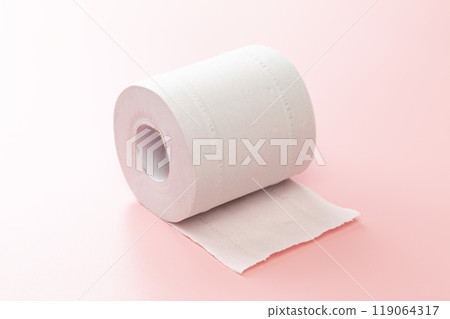 Toilet paper on a pink background Toilet paper on a pink background 119064317