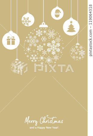 Snowflake Christmas balls and Christmas card Snowflake Christmas balls and Christmas card 119064318