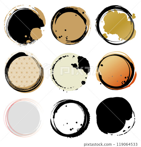 Round brush stroke illustration material set 119064533