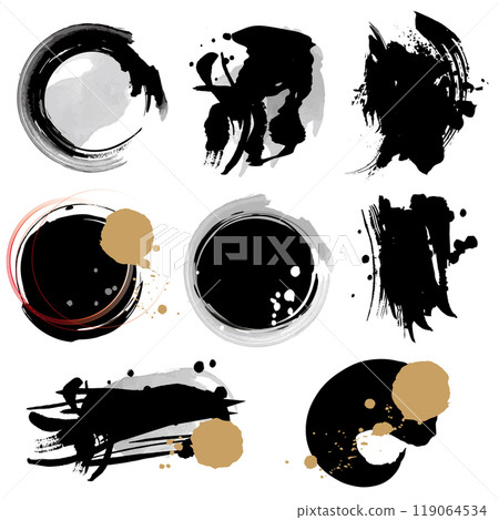Round brush stroke illustration material set 119064534