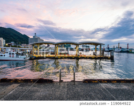 Kanmon Ferry Mojiko Pier at dusk Kanmon Ferry Mojiko Pier at dusk 119064922