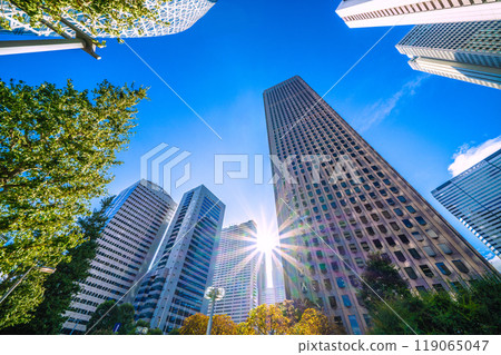 Tokyo cityscape in Japan in October. View of Kogakuin University, Tokyo Metropolitan Government Building, Shinjuku Center Building, Sompo Japan, etc. = 7th Tokyo cityscape in Japan in October. View of Kogakuin University, Tokyo Metropolitan Government Building, Shinjuku Center Building, Sompo Japan, etc. = 7th 119065047