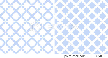 Seamless Geometric Checked Light Blue Patterns Set. 119065065