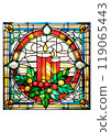 Stained glass style Christmas candle illustration 119065443
