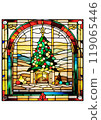 Stained glass style Christmas illustration 119065446