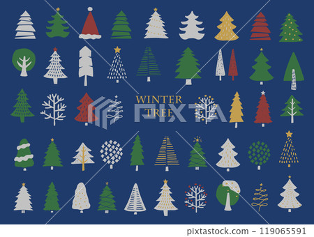 Colorful Christmas tree set (night) 119065591