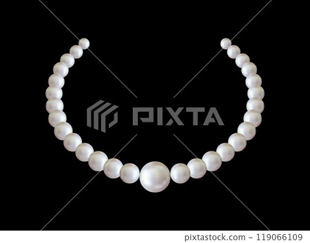 Pearl necklace. Precious white pearl beads. Vector illustration 119066109