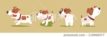 Funny Jack Russell Terrier Puppy with Cute Snout Vector Set 119066977