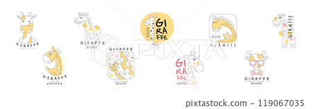 Cute Giraffe Logo and Label Original Design Vector Set Cute Giraffe Logo and Label Original Design Vector Set 119067035