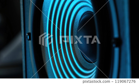 Bass Loudspeaker Playing Music In Blue Light 119067276