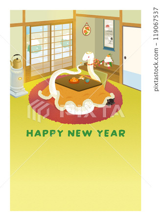 White snake Japanese room illustration_Snake_HAPPY NEW YEAR 119067537