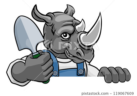 Rhino Gardener Gardening Animal Mascot 119067609