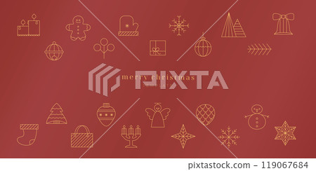 Merry Christmas and Happy New Year web banner, card, poster of gold luxury geometric xmas. Flat abstract modern vector design. Merry Christmas and Happy New Year web banner, card, poster of gold luxury geometric xmas. Flat abstract modern vector design. 119067684