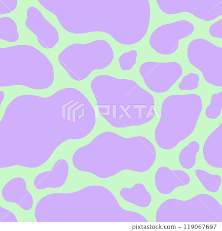 Spotted Seamless Pattern with Neon Violet Colored Abstract Shapes on Trendy Vibrant Green Background with Liquid Stains and Blots. Bright Minimal Aesthetic. Repeat vector illustration for Textile Spotted Seamless Pattern with Neon Violet Colored Abstract Shapes on Trendy Vibrant Green Background with Liquid Stains and Blots. Bright Minimal Aesthetic. Repeat vector illustration for Textile 119067697