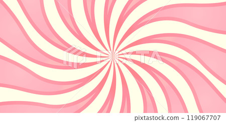 Candy spiral background. Pink swirl pattern of striped lollipop. Psychedelic circle wallpaper. Candy spiral background. Pink swirl pattern of striped lollipop. Psychedelic circle wallpaper. 119067707