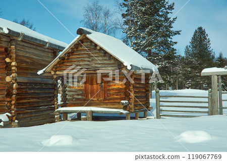 Russian Traditional wooden granary Russian Traditional wooden granary 119067769