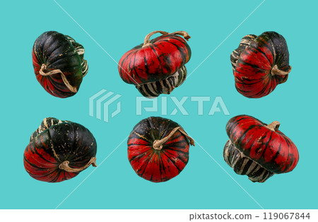 Pumpkin isolated on color background. 119067844