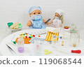 Toys doctor and nurse in the medicine scene 119068544