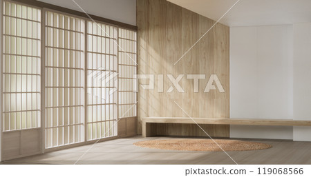 Empty room,Clean japanese minimalist room interior, 3D rendering 119068566