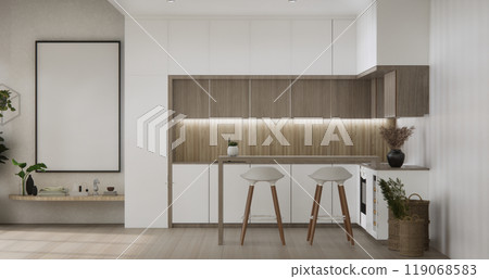 Kitchen room modern japanese style .3D rendering 119068583