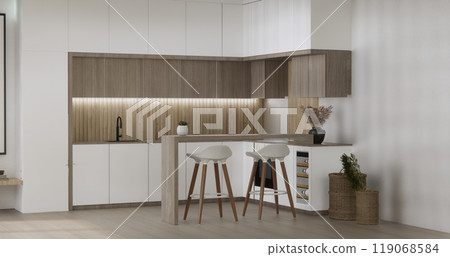 Kitchen room modern japanese style .3D rendering 119068584