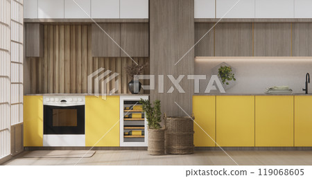 Kitchen room modern japanese style .3D rendering 119068605