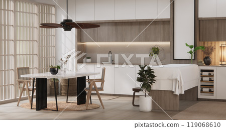 Kitchen room modern japanese style .3D rendering Kitchen room modern japanese style .3D rendering 119068610