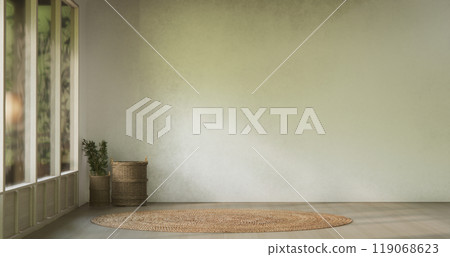 Empty room,Clean japanese minimalist room interior, 3D rendering Empty room,Clean japanese minimalist room interior, 3D rendering 119068623