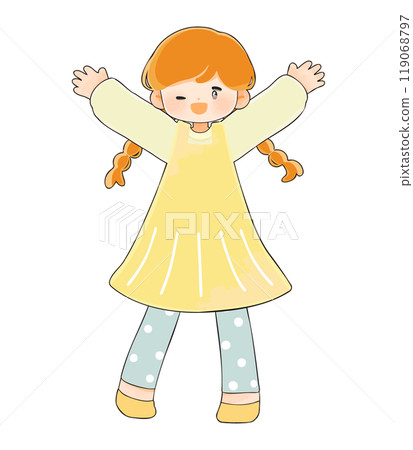 微笑的小女孩舉起雙手 微笑的小女孩舉起雙手 119068797