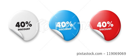 40 percent discount tag. Price tag sticker with offer message. Sale offer price sign. Special offer symbol. Sticker tag banners. Discount label badge. Vector 40 percent discount tag. Price tag sticker with offer message. Sale offer price sign. Special offer symbol. Sticker tag banners. Discount label badge. Vector 119069069