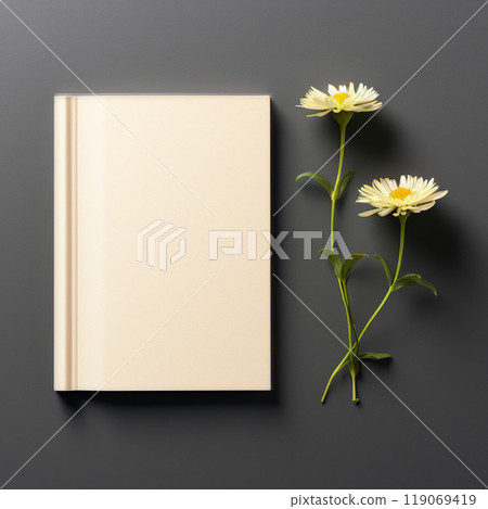 Mockup for vertical book hardcover. Brand logo sketchbook. PSD format top view. For design Mockup for vertical book hardcover. Brand logo sketchbook. PSD format top view. For design 119069419