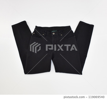 Black jeans on white background Black jeans on white background 119069540