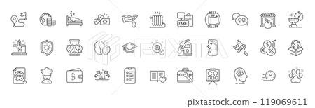 Cooking chef, Loyalty gift and Tool case line icons. Pack of Ole chant, Love book, Fast delivery icon. Seo file, Paint roller, Checklist pictogram. Wash hands, Pet friendly, Inflation. Vector Cooking chef, Loyalty gift and Tool case line icons. Pack of Ole chant, Love book, Fast delivery icon. Seo file, Paint roller, Checklist pictogram. Wash hands, Pet friendly, Inflation. Vector 119069611
