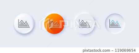 Financial chart line icon. Neumorphic, Orange gradient, 3d pin buttons. Economic graph sign. Stock exchange symbol. Business investment. Line icons. Neumorphic buttons with outline signs. Vector 119069654