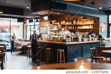 Blur coffee shop or cafe restaurant, Blurred restaurant background with some people and chefs working Blur coffee shop or cafe restaurant, Blurred restaurant background with some people and chefs working 119070200