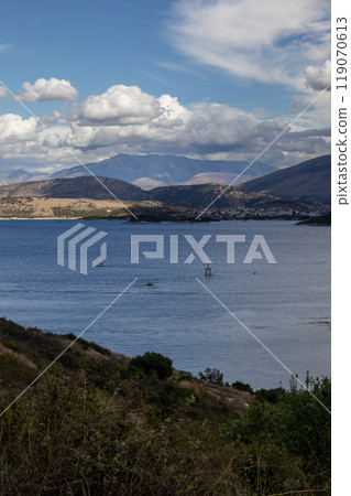 Ionic sea and Albanian mountains, Corfu, Greece 119070613