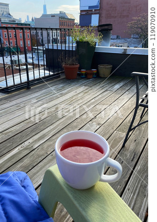A cup of tea on the veranda at home A cup of tea on the veranda at home 119070910