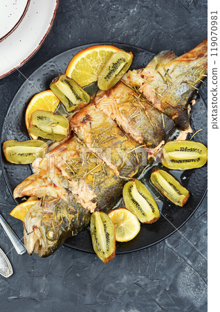 Style seafood dish. Style seafood dish. 119070981