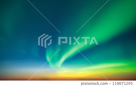 Aurora borealis in night winter sky Aurora borealis in night winter sky 119071205