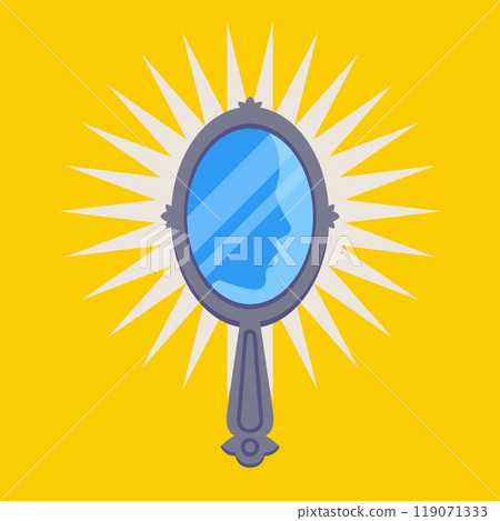 reflection of a woman face in a mirror. reflection of a woman face in a mirror. 119071333