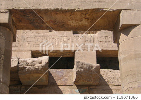 Temple complex in Egypt, stone ruins, desert landscape Temple complex in Egypt, stone ruins, desert landscape 119071360