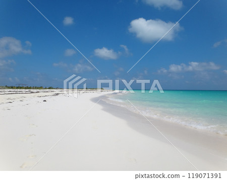 White sand beach with clear blue water White sand beach with clear blue water 119071391