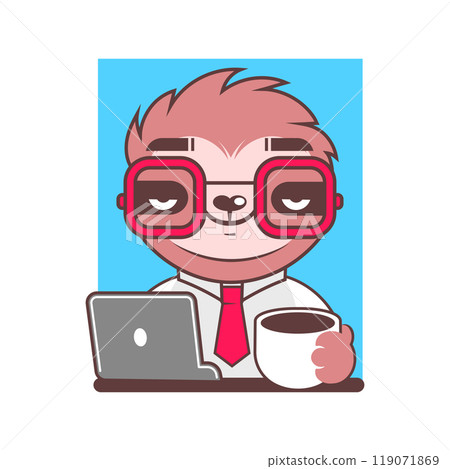 Sloth animal office worker pop art retro vector illustration. Comic book style 119071869